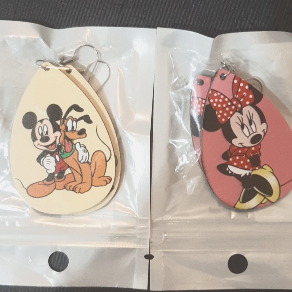 2 Pair Mickey and Mini Mouse Earrings
